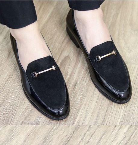 Giày Lười Nam Da Bóng Pha Da Lộn - Đế Khâu Bền Bỉ, Thời Trang Lịch Sự Dễ Phối Đồ, Giày Tây Cao Cấp cho Phái Mạnh
