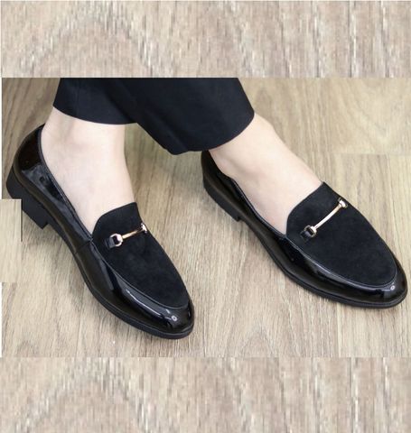 Giày Lười Nam Da Bóng Pha Da Lộn - Đế Khâu Bền Bỉ, Thời Trang Lịch Sự Dễ Phối Đồ, Giày Tây Cao Cấp cho Phái Mạnh