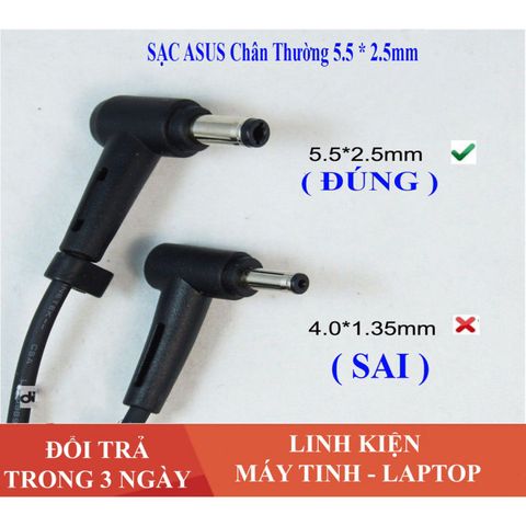 Sạc Laptop Asus 19V 3.42A - Sạc Vuông Chân Thường To Cho Các Model X550 P550 K501 K45A K55A F451 X551 - Bảo Hành 12 Tháng