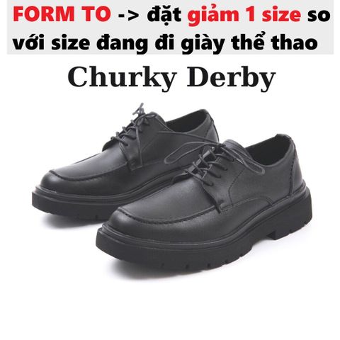 Giày Tây Nam CHUNKY DERBY Cổ Thấp - Đế 4.5cm Tăng Chiều Cao, Thời Trang Công Sở Dễ Phối Đồ, Chất Liệu Da Cao Cấp