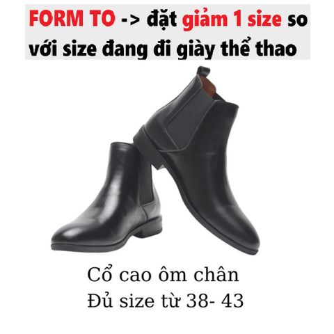 Giày Da Nam Chelsea Boots Classic - Bốt Thời Trang Đế Khâu Cao 3cm, Dễ Phối Đồ, Chất Lượng Cao