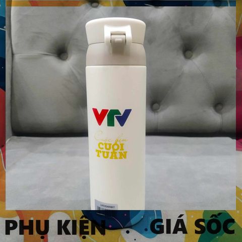 Bình Giữ Nhiệt LocknLock Wannabe One Touch 450ml Trắng - Có Nắp Bật Tiện Lợi, Giữ Nhiệt Nóng Lạnh Tốt, Phiên Bản In Logo VTV
