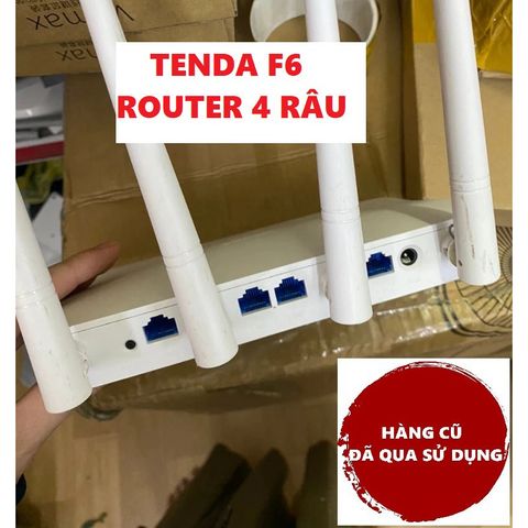 Bộ phát Wifi 4 râu TENDA F6 HÀNG CŨ - Tốc độ 300Mbps, Phát sóng mạnh, Dễ cài đặt, Hỗ trợ thiết lập Wifi phụ, Nhiều cổng LAN
