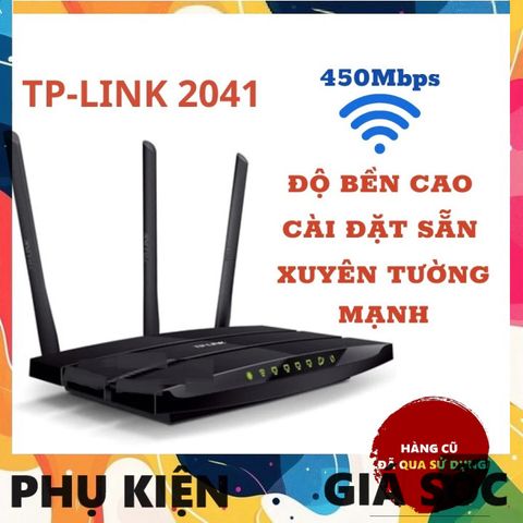 Bộ Phát Wifi TP-Link 2041N (Hàng Cũ) - Router 3 Râu Tốc Độ 450Mbps, Phát Sóng Mạnh, Xuyên Tường, Tiết Kiệm Chi Phí