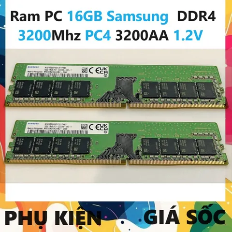 LINH KIỆN? Ram 16GB DDR4 ( Samsung ) Bus 3200Mhz PC4 3200AA 1.2V Dùng Cho Máy Tính Để Bàn PC Desktop - BH 36 tháng 1 đổ