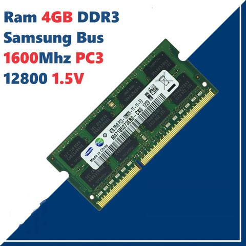 Ram Laptop 4GB DDR3 - Hynix/Samsung/Kington, Tốc Độ 1600MHz, PC3 12800MHz, Bảo Hành 36 Tháng, Phù Hợp Máy Tính Xách Tay