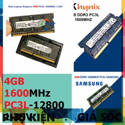Ram Laptop DDR3 4GB 1600MHz PC3L-12800 1.35V Hynix Kingston Samsung - Bảo Hành 36 Tháng 1 Đổi 1, Phụ Kiện Máy Tính Chất Lượng