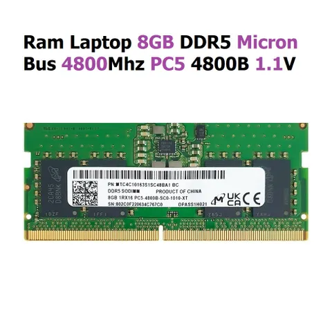 LINH KIỆN? Ram Laptop DDR5 Micron / Hynix / Samsung 8GB Bus 4800MHz PC5-4800B 1.1V Dùng Cho Máy Tính Xách Tay - Bảo hàn