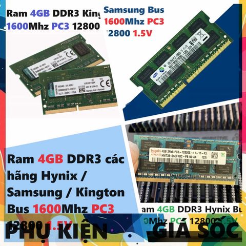 RAM Laptop DDR3 4GB 1600MHz PC3-12800 Chính Hãng Hynix/Samsung/Kingston - Bảo Hành 36 Tháng, Phụ Kiện Laptop Chất Lượng Cao