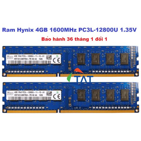 Ram PC 4GB DDR3 Hynix/Samsung 1600MHz PC3L - Bộ Nhớ Chuyên Dùng Cho Máy Tính Để Bàn, Bảo Hành 36 Tháng, 1 Đổi 1