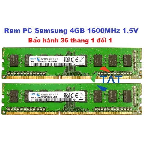 Ram PC 4GB DDR3 Hynix/Samsung Bus 1600MHz PC3 12800 - Linh Kiện Chất Lượng Dùng Cho Máy Tính Để Bàn, Bảo Hành 36 Tháng