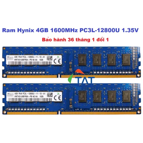 Ram PC 4GB DDR3 1600MHz Hynix/Samsung - Dùng Cho Máy Tính Để Bàn, Bảo Hành 36 Tháng 1 Đổi 1, Hiệu Năng Cao