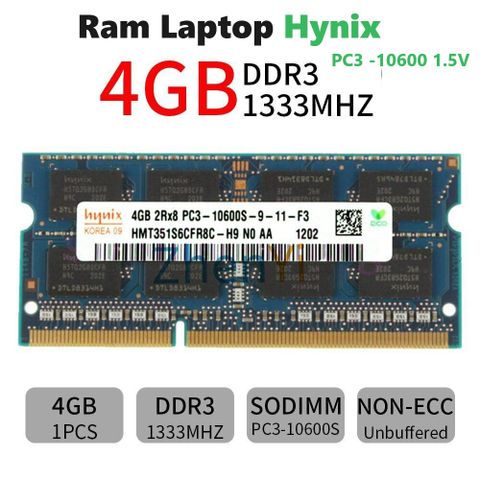 Ram Laptop DDR3 4GB Hynix/Samsung 1333MHz PC3-10600 1.5V Chính Hãng - Tăng Tốc Hiệu Năng Máy Tính Xách Tay
