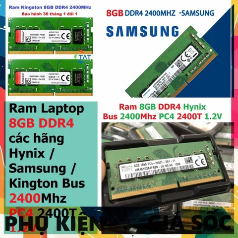 LINH KIỆN? Ram Laptop DDR4 Kingston / Hynix / Samsung 8GB Bus 2400MHz PC4-2400T 1.2V Dùng Cho Máy Tính Xách Tay các hãn