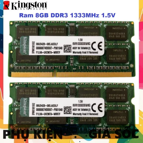 Ram Laptop 8GB DDR3 Kingston 1333Mhz PC3-10600 1.5V - Bộ Nhớ Chất Lượng Cao Cho Máy Tính Xách Tay