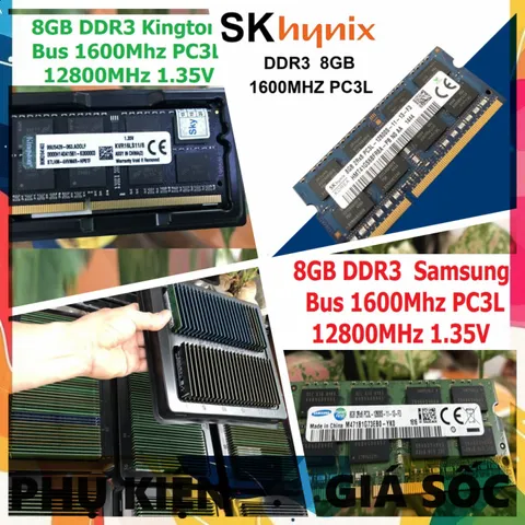 RAM Laptop 8GB DDR3 1600MHz PC3L-12800 - Chính Hãng Hynix/Samsung/Kingston, Bảo Hành 36 Tháng, Tương Thích Máy Tính Xách Tay