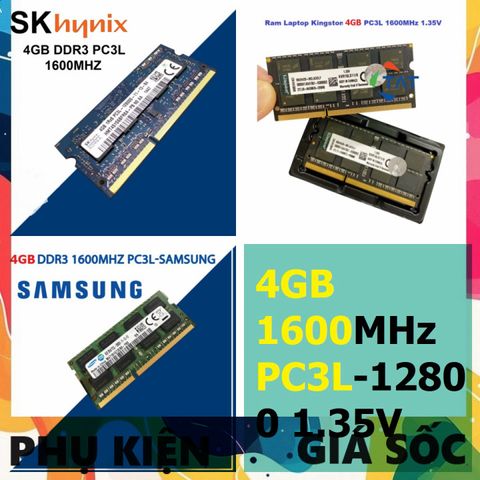 Ram Laptop 4GB DDR3 1600MHz PC3L-12800 Chính Hãng Hynix, Samsung, Kingston - Tương Thích Máy Tính Xách Tay, Bảo Hành 36 Tháng