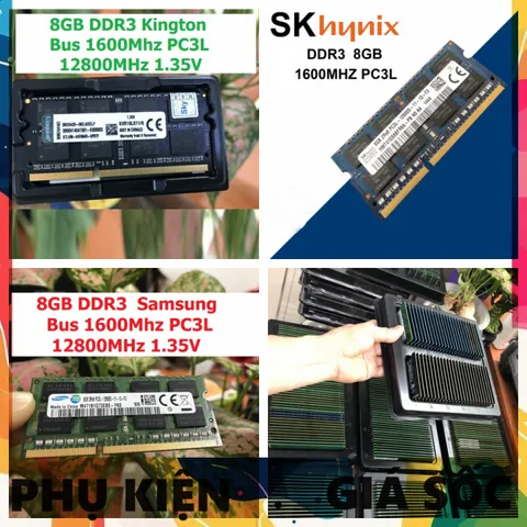 RAM Laptop DDR3 8GB 1600MHz PC3L-12800 1.35V Hynix Samsung Kingston - Bảo hành 36 tháng, Tương thích với Máy tính xách tay