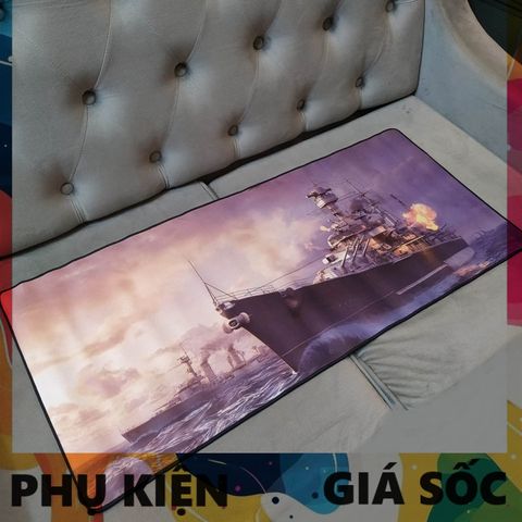 Tấm Lót Bàn Làm Việc Battleship 15 - Kích Cỡ Lớn 90x40cm, Dày 3mm, Chống Trơn, Dễ Dàng Di Chuột cho Game Thủ