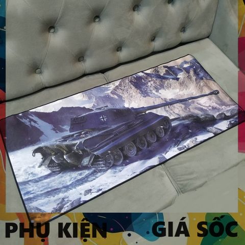 Tấm Lót Bàn Làm Việc XE TĂNG A13 90x40cm - Chống Trơn, Dày 3mm, Phù Hợp Cho Game Thủ, Di Chuột Mượt Mà