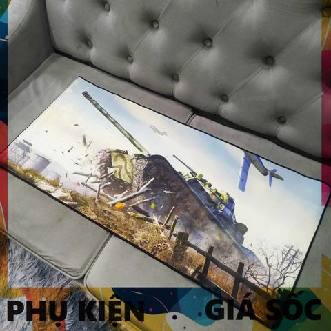 Tấm Lót Bàn Làm Việc XE TĂNG 14 - Kích Cỡ Lớn 90x40cm Chống Trơn Trượt, Di Chuột Dễ Dàng Cho Game Thủ