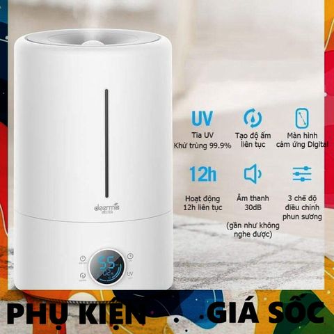 Máy Tạo Độ Ẩm Thông Minh Deerma F628S 5L - Máy Phun Sương Diệt Khuẩn UV-C, Điều Khiển Cảm Ứng, 3 Mức Phun Sương cho Không Gian Sống Lành Mạnh