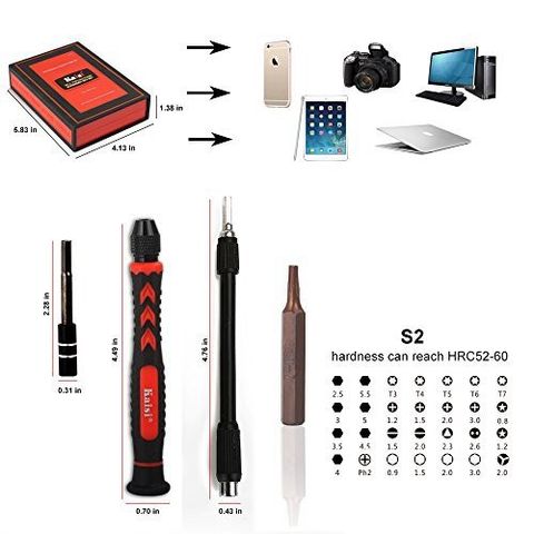 Bộ Dụng Cụ Sửa Chữa Tua Vít Đa Năng Kaisi 38 Trong 1 từ Thép Hợp Kim - Hộp Đựng Đỏ, Chất Lượng Cao, Tiện Dụng cho Điện Tử và Máy Tính