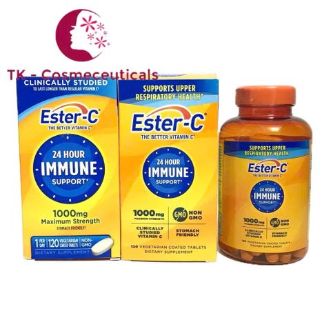 Siêu Vitamin Ester C 1000mg Mỹ Hỗ Trợ Tăng Sức Đề Kháng, Trẻ Hóa Làn Da, Sạm Da, Mờ Nám - 120 Viên