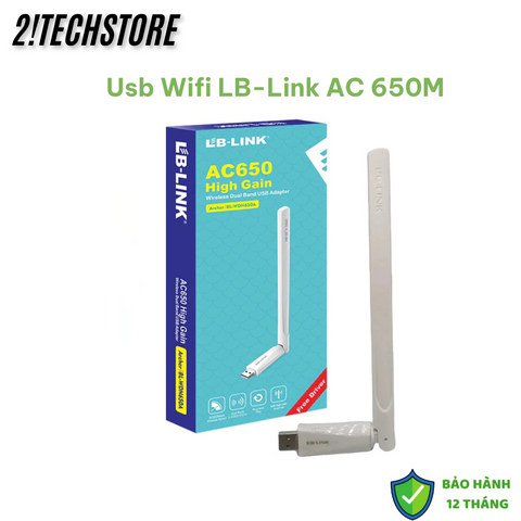 USB Wifi Adapter LB-Link AC650M - Tốc Độ Cao 650Mbps, Tương Thích Windows, Dễ Dàng Cài Đặt, Thiết Bị Mạng PC và Laptop