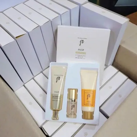 Set Kem Chống Nắng Chống Nhăn Whoo Vàng Wrinkle Sun Cream SPF 50/PA++++