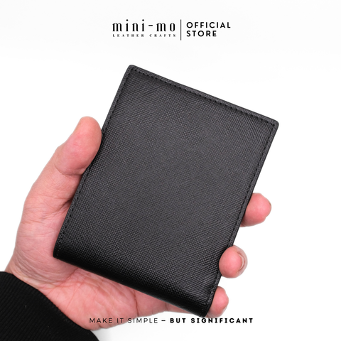 Ví Nam Da Bò Saffiano MINI-MO Dáng Ngang Sang Trọng - 6 Ngăn Đựng Thẻ Chất Liệu Cao Cấp, Thiết Kế Gập Đôi tiện lợi