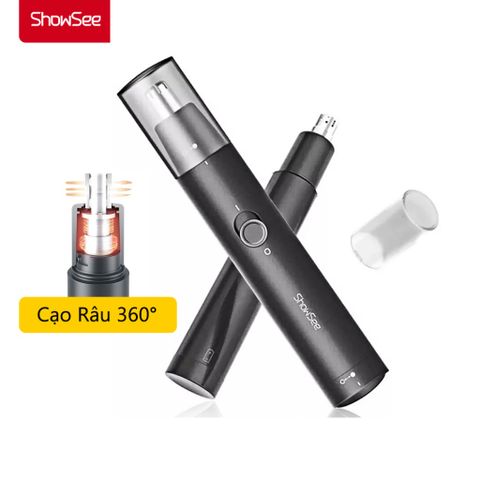 Máy cắt lông mũi ShowSee cầm tay 2 lưỡi 360° - Đầu cắt xoay chống nước, dễ dàng vệ sinh, công nghệ sắc bén.