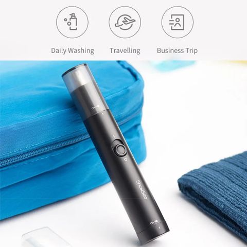 Máy cắt lông mũi ShowSee cầm tay 2 lưỡi 360° - Đầu cắt xoay chống nước, dễ dàng vệ sinh, công nghệ sắc bén.