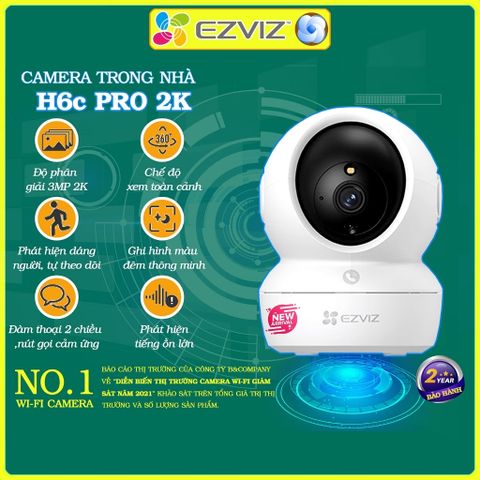 Camera Wifi EZVIZ H6c PRO 4MP Thông Minh - Đàm Thoại Hai Chiều, Xoay 360 Độ, Phát Hiện Chuyển Động, 512GB Storage Support