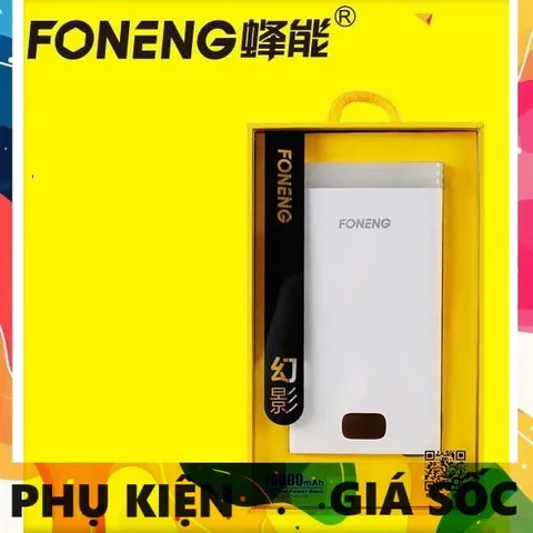 Pin Sạc Dự Phòng FONENG 10000mAh LED - Thiết Kế Gọn Nhẹ, Mặt Hiển Thị LCD, Đèn LED Siêu Sáng, Phù Hợp Đi Phượt và Sạc Dòng Thấp