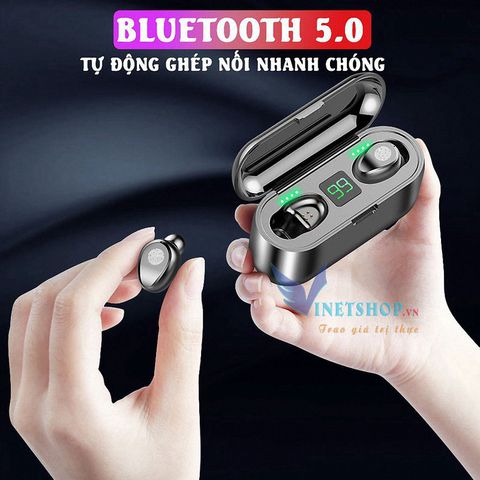 Tai nghe Bluetooth AMOI F9 TWS 5.0 Không Dây Chống Nước iPX5 - Âm Thanh HIFI, Sạc Dự Phòng 2500mAh, Tính Năng Thời Trang, Thoải Mái