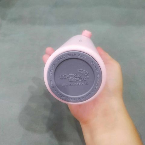 Bình giữ nhiệt LocknLock Wannabe One Touch 450ml màu hồng in logo VTV - Giữ nóng lạnh, nắp bật tiện lợi, thép không gỉ chất lượng cao