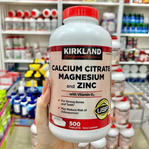 Viên Uống Canxi hữu cơ Mỹ  Calcium Citrate Magnesium And Zinc 500mg  Kirkland Signature