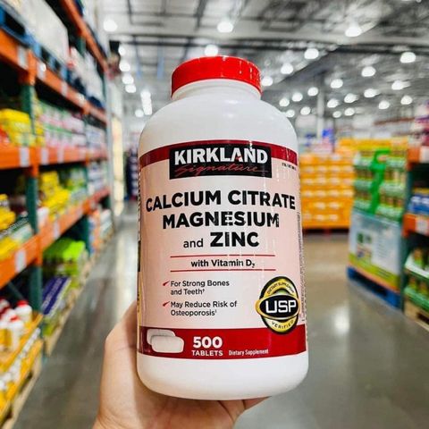 Viên Uống Canxi hữu cơ Mỹ  Calcium Citrate Magnesium And Zinc 500mg  Kirkland Signature