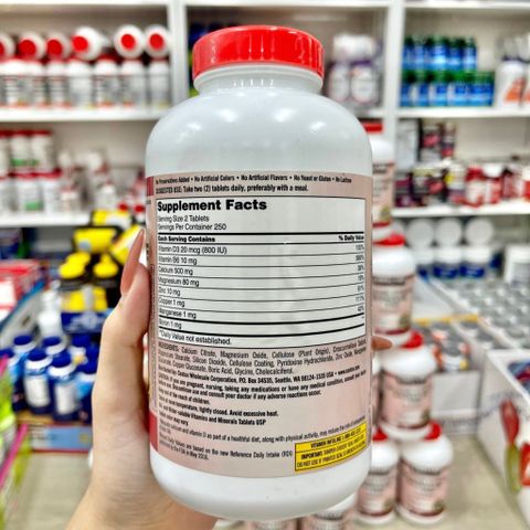 Viên Uống Canxi hữu cơ Mỹ  Calcium Citrate Magnesium And Zinc 500mg  Kirkland Signature