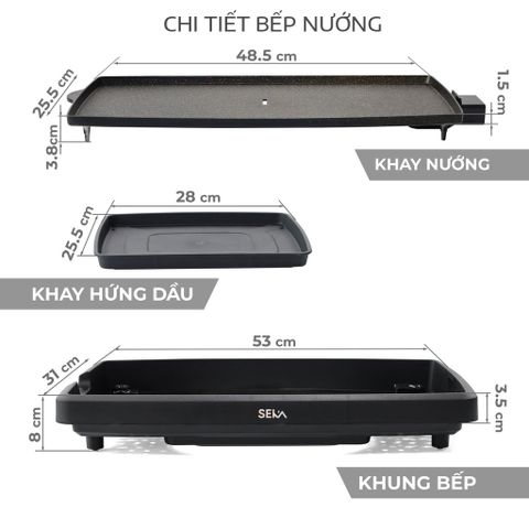 Bếp Nướng Điện Không Khói Seka SK540 - 1800W, Mặt Nhôm Chống Dính, Thiết Kế Sang Trọng, Bảo Hành 2 Năm