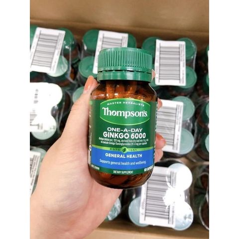 Viên bổ não Ginkgo 6000mg Thompson's Úc 60 viên - Hỗ trợ trí nhớ, giảm căng thẳng, cải thiện tuần hoàn máu tự nhiên.
