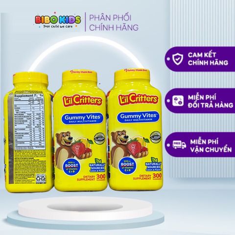 Kẹo Dẻo Bổ Sung Vitamin L'il Critters Gummy Vites Complete Multivitamin mẫu mới 300 viên Hạn 09.2025