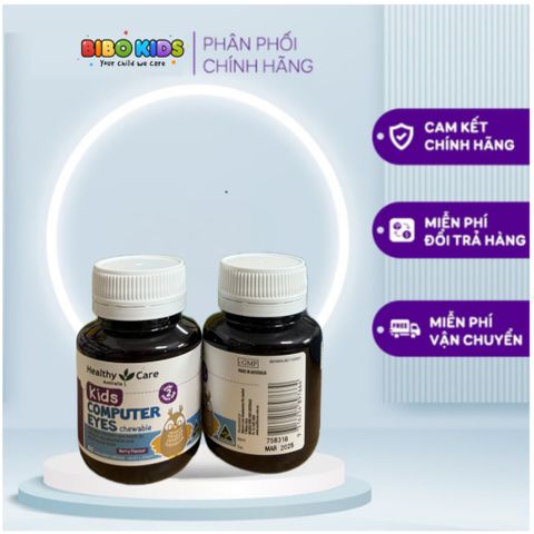 Viên Nhai Giúp Bảo Vệ Mắt Cho Bé Healthy Care Kids Computer Eyes, 60 Viên - Tăng Cường Thị Lực & Bảo Vệ Khỏi Ánh Sáng Xanh