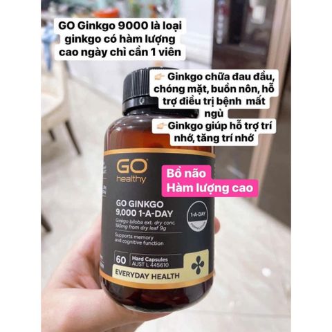 Viên uống Bổ não 9000mg của Úc - Hỗ trợ tăng cường trí nhớ và sức khỏe não bộ tự nhiên từ Ginkgo Biloba
