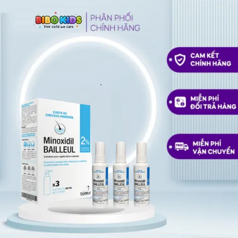 Set 3 chai xịt mọc tóc Minoxidil Bailleul 2%