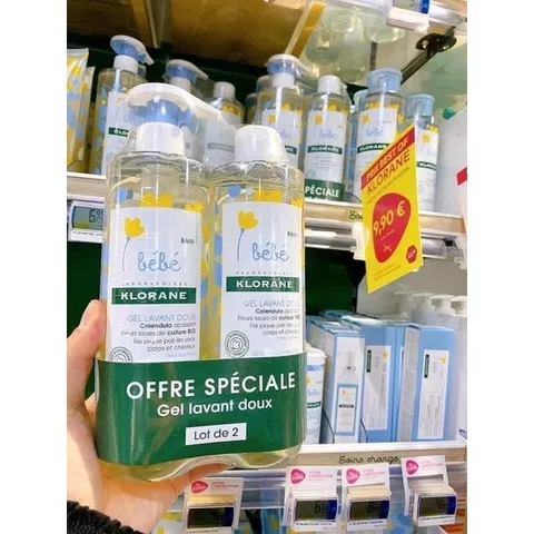 Set Sữa Tắm Gội Cho Bé Klorane Bebe Gel Lavant Doux 2 chai 500ml