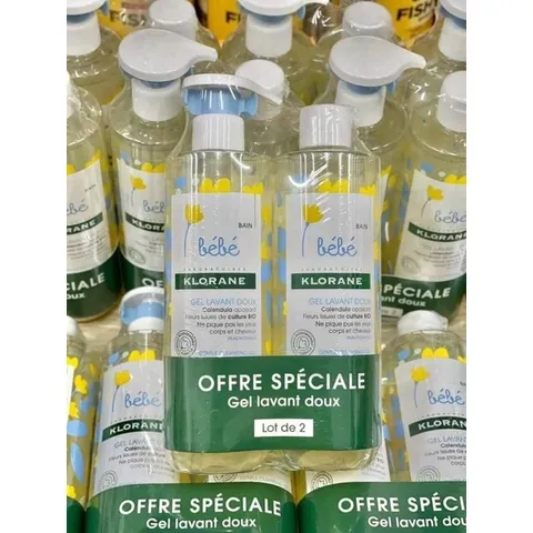 Set Sữa Tắm Gội Cho Bé Klorane Bebe Gel Lavant Doux 2 chai 500ml