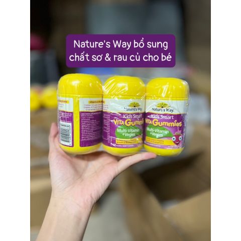 Kẹo gum Vitamin tổng hợp và rau củ quả  Nature’s Way Multi Vitamin + Vegies cho bé