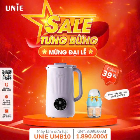 Máy Làm Sữa Hạt Đa Năng Unie UMB10 - 8 Chức Năng Thông Minh, Dung Tích 1L, Thiết Kế Sang Trọng, Hàng Chính Hãng